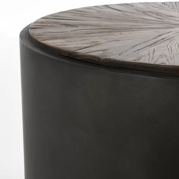 Accent & End Tables-Kirkland's Home Dark Reclaimed Elm Wood Drum Accent Table