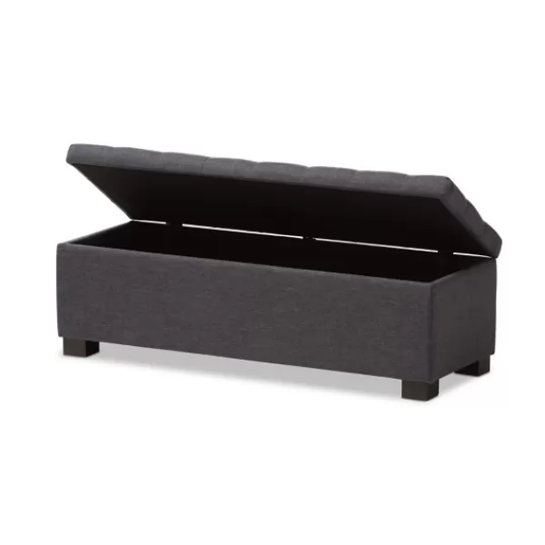 Entryway Furniture-Kirkland's Home Dark Tufted Contemporary Storage Bench Gray