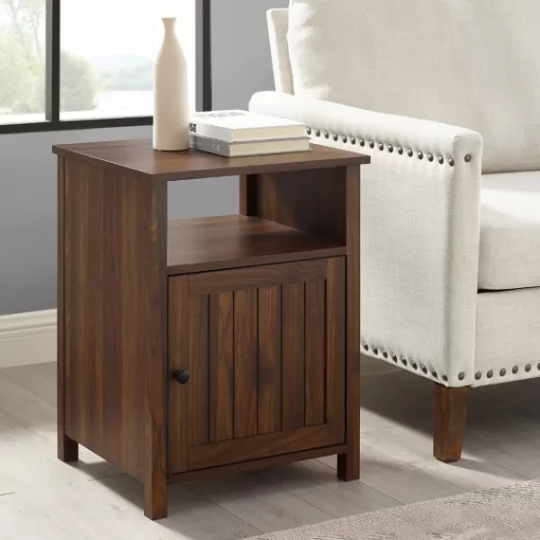 Accent & End Tables-Kirkland's Home Dark Walnut Grooved Door Side Table Brown