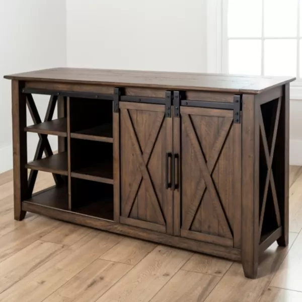 Cabinets & Sideboards-Kirkland's Home Dark Walnut Jackson Cabinet Brown