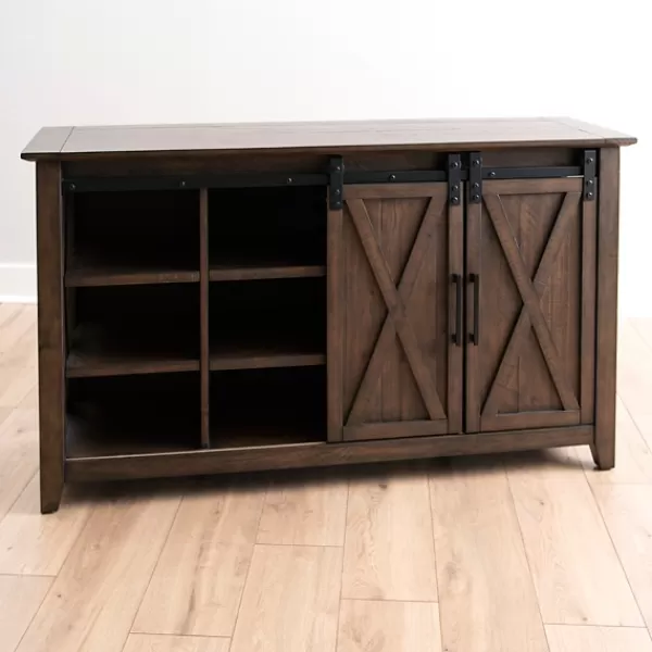 Cabinets & Sideboards-Kirkland's Home Dark Walnut Jackson Cabinet Brown