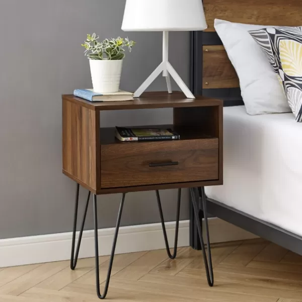 Accent & End Tables-Kirkland's Home Dark Walnut Modern Farmhouse Side Table Brown