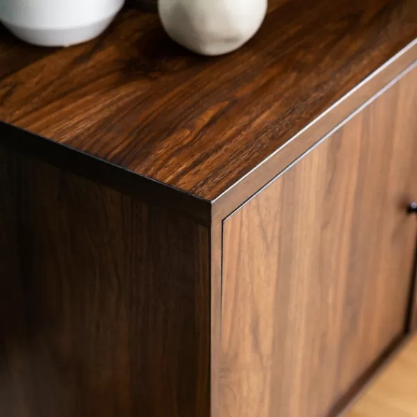 Tv Stands & Media Consoles-Kirkland's Home Dark Walnut Modern Record Storage Tv Stand Brown