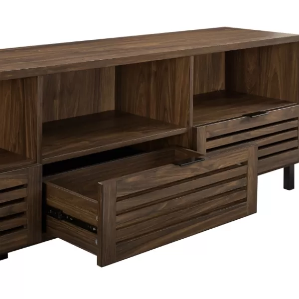 Tv Stands & Media Consoles-Kirkland's Home Dark Walnut Rustic Slat Door Tv Stand, 70 In. Brown