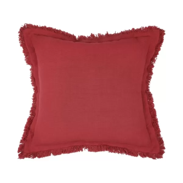 Pillows-Kirkland's Home Dark Woven Fringe Edge Pillow Red