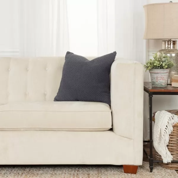 Pillows-Kirkland's Home Dark Woven Nubby Pillow Gray
