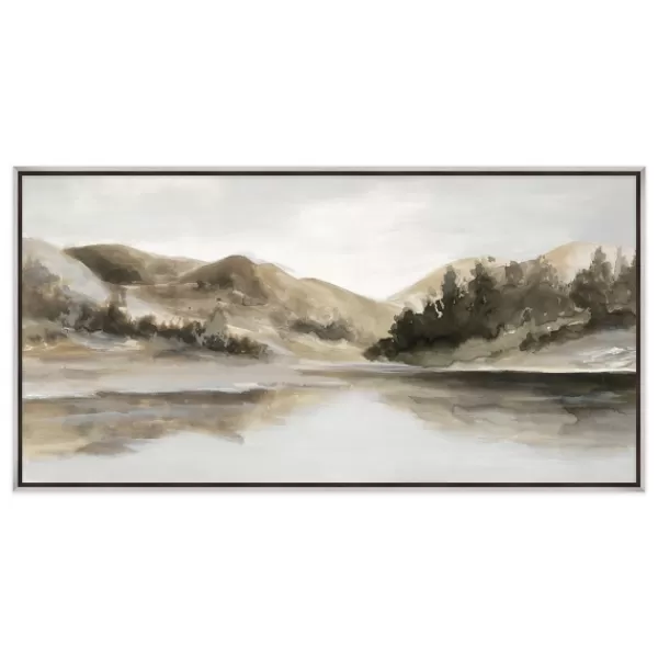 Canvas Art-Kirkland's Home Day At The Lake Framed Canvas Art Print Green/Gray
