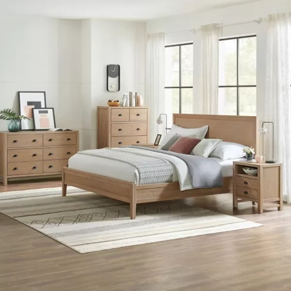 Beds & Headboards-Kirkland's Home Dean Double Driftwood Pine 5-Pc. King Bedroom Set Tan