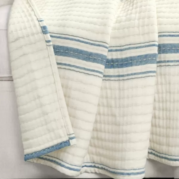 Blankets & Throws-Kirkland's Home Deep Blue Pick Stitch Stripe Decorative Throw Blue/White