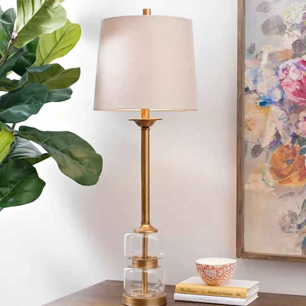 Buffet Lamps-Kirkland's Home Deep Gold Glass Orb Buffet Lamp Tan