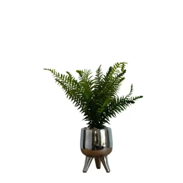 Arrangements & Greenery-Kirkland's Home Desktop Palm Plant In Silver Planter Green/Silver