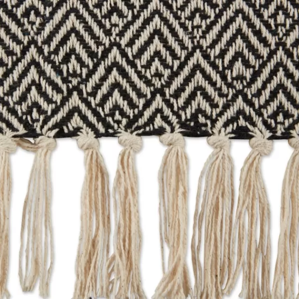 Blankets & Throws-Kirkland's Home Diamond Fringe Throw Black