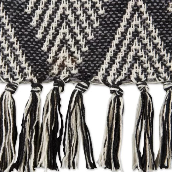 Blankets & Throws-Kirkland's Home Diamond Fringe Throw Black