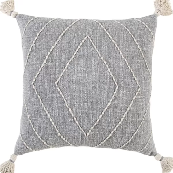 Pillows-Kirkland's Home Diamond Kantha Stitched Throw Pillow Gray
