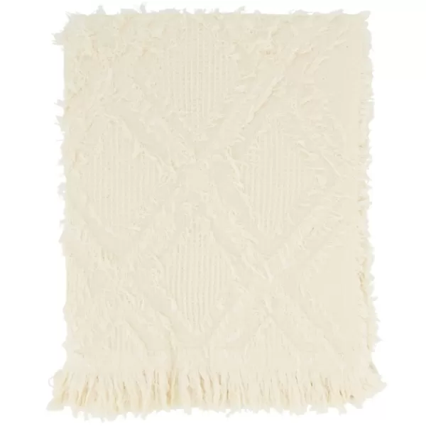 Blankets & Throws-Kirkland's Home Diamond Pattern Throw Blanket Ivory