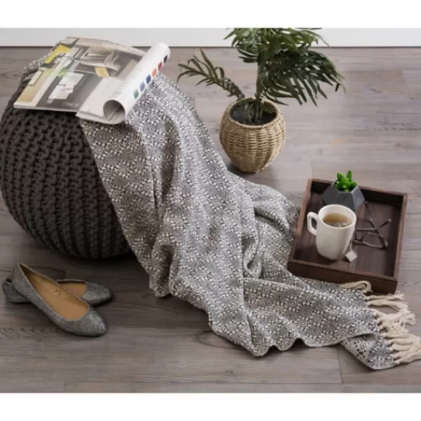 Blankets & Throws-Kirkland's Home Diamond Stitched Throw Gray