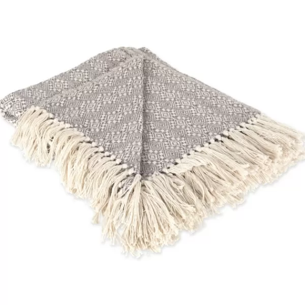 Blankets & Throws-Kirkland's Home Diamond Stitched Throw Gray