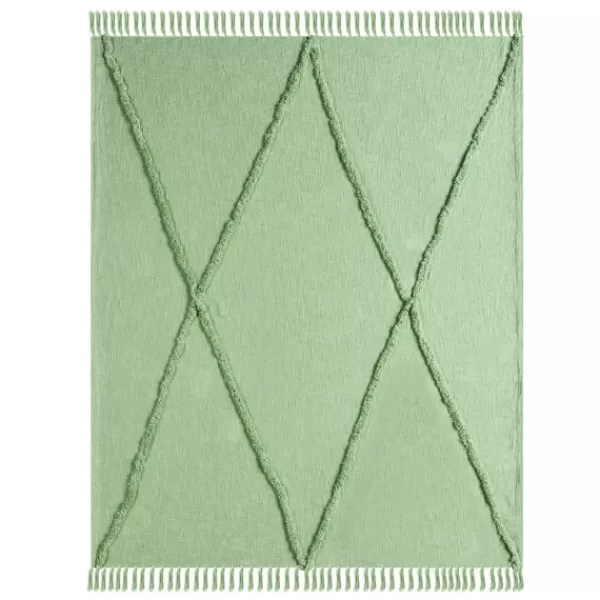 Blankets & Throws-Kirkland's Home Diamond Tufted Cotton Throw Green