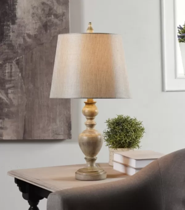 Table Lamps-Kirkland's Home Distressed And Cream Table Lamp Gray