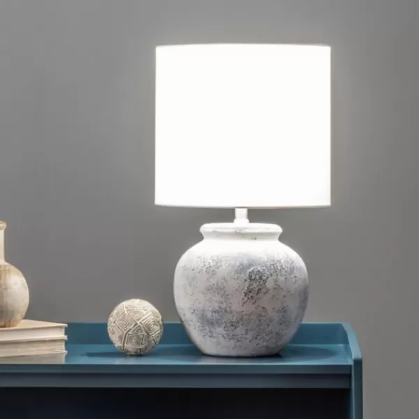 Table Lamps-Kirkland's Home Distressed And Gray Ceramic Table Lamp White