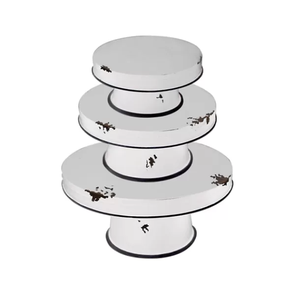 Decorative Trays-Kirkland's Home Distressed Black Pedestal Trays, Set Of 3 White