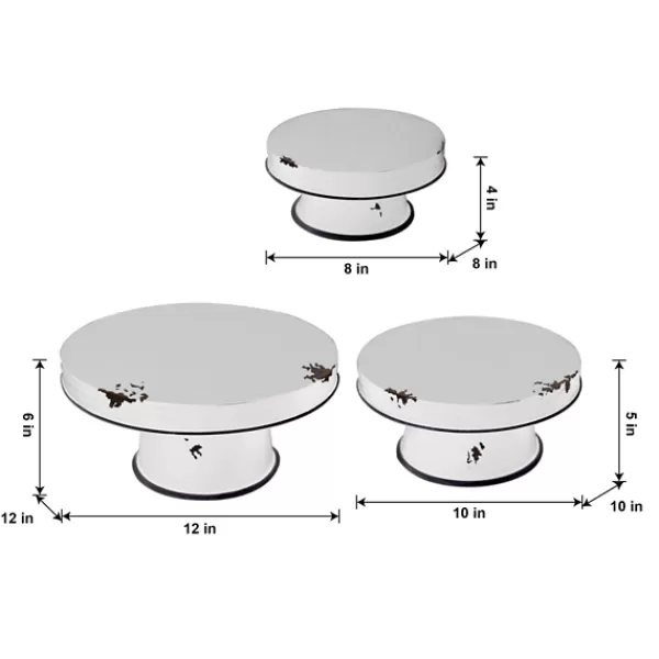 Decorative Trays-Kirkland's Home Distressed Black Pedestal Trays, Set Of 3 White