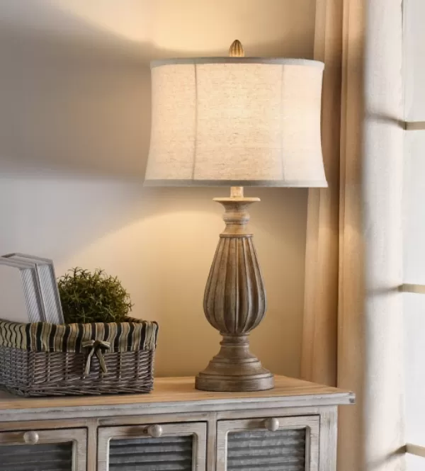 Table Lamps-Kirkland's Home Distressed Brown Spindle Table Lamp Tan