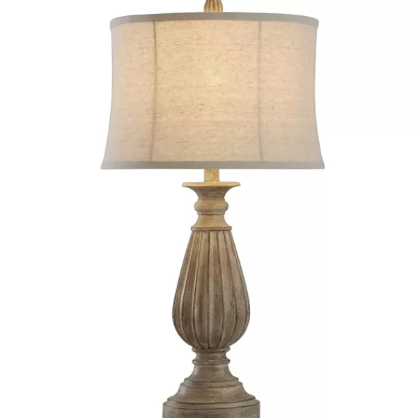 Table Lamps-Kirkland's Home Distressed Brown Spindle Table Lamp Tan