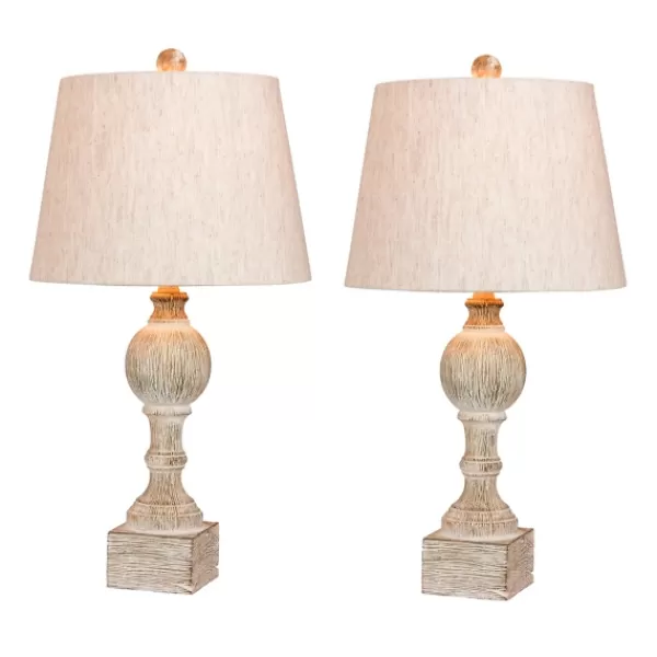 Table Lamps-Kirkland's Home Distressed Candlestick Table Lamps, Set Of 2 White