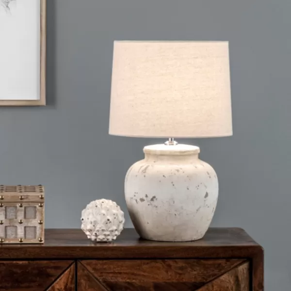 Table Lamps-Kirkland's Home Distressed Ceramic Table Lamp White