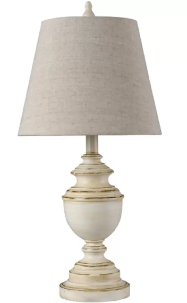 Table Lamps-Kirkland's Home Distressed Cream Table Lamp Tan