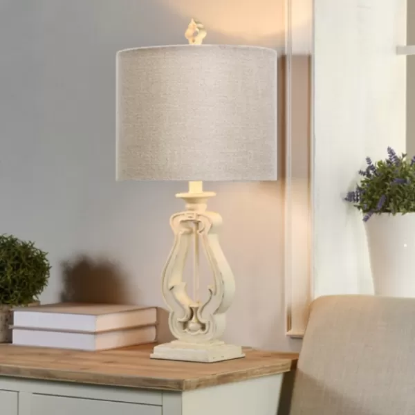 Table Lamps-Kirkland's Home Distressed French Farmhouse Table Lamp White