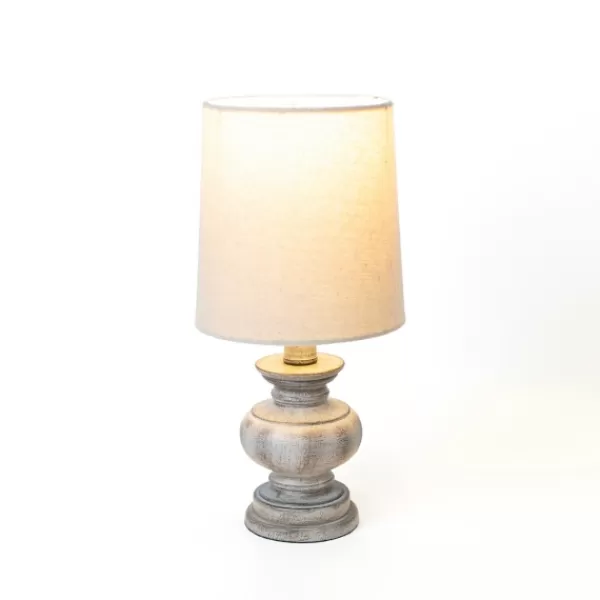 Table Lamps-Kirkland's Home Distressed Gray Baluster Mini Table Lamp Tan