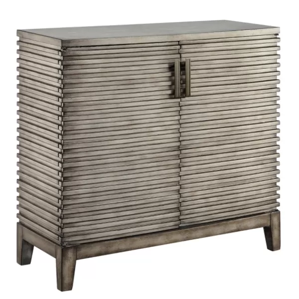 Cabinets & Sideboards-Kirkland's Home Distressed Linear 2-Door Wooden Chest Gray