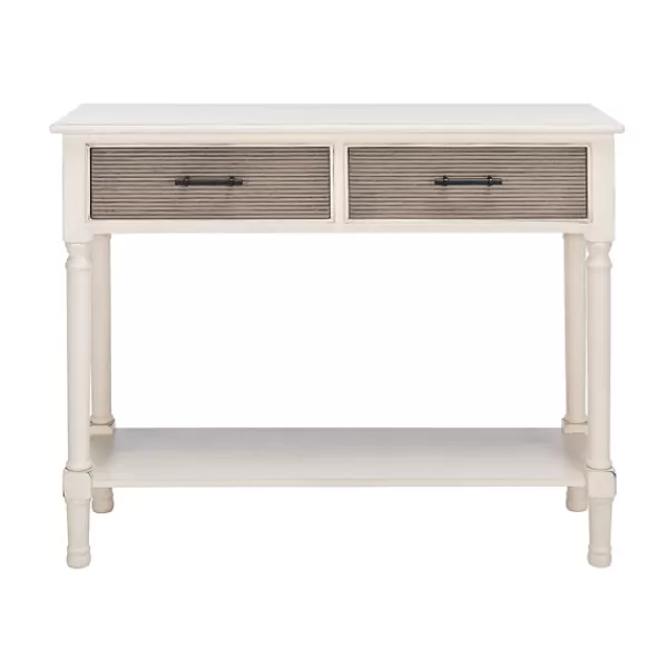 Console Tables-Kirkland's Home Distressed Natural Ronan 2-Drawer Console Table White