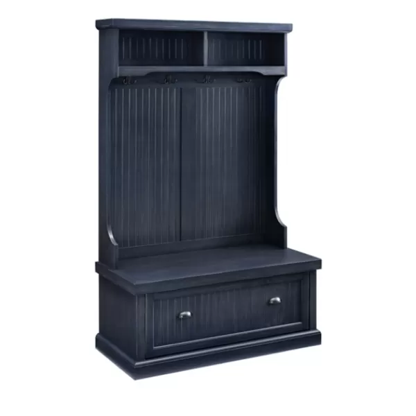 Entryway Furniture-Kirkland's Home Distressed Navy Seanan Storage Hall Tree