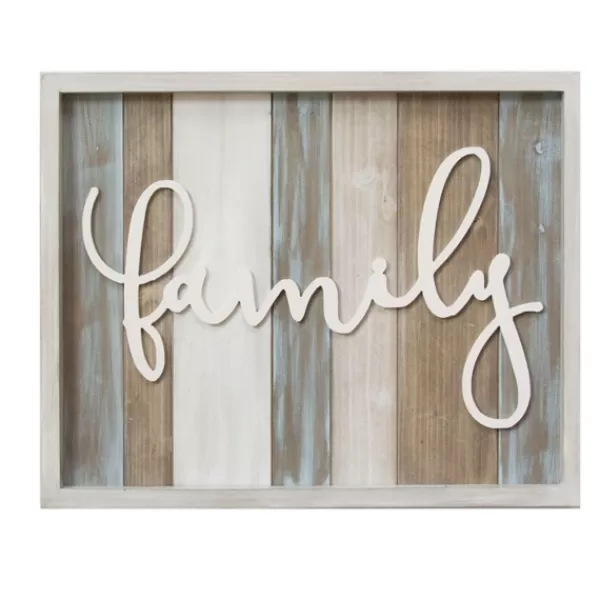 Wall Quotes & Signs-Kirkland's Home Distressed Planks Family Framed Plaque Gray/White/Brown