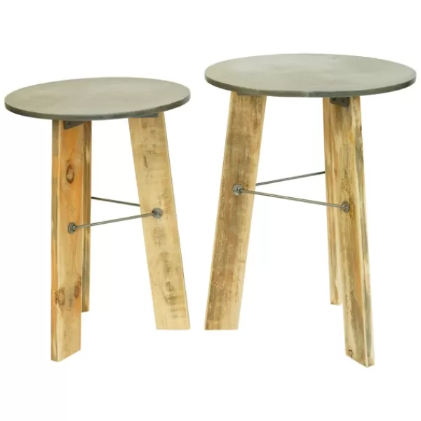 Accent & End Tables-Kirkland's Home Distressed Recycled Wood 2-Pc. Accent Table Set Brown