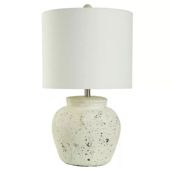Table Lamps-Kirkland's Home Distressed Round Table Lamp White