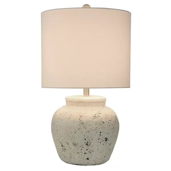 Table Lamps-Kirkland's Home Distressed Round Table Lamp White