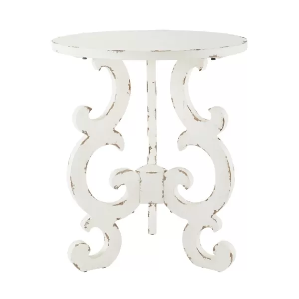 Accent & End Tables-Kirkland's Home Distressed Scrollwork Accent Table White