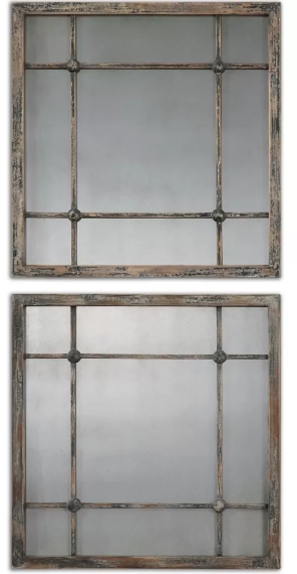 Decorative Mirrors-Kirkland's Home Distressed Slate Blue Wood Wall Mirrors, Set Of 2