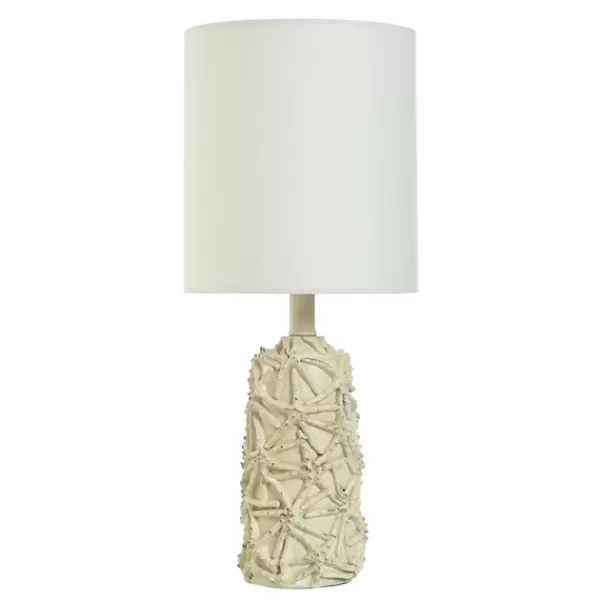 Table Lamps-Kirkland's Home Distressed Starfish Pattern Table Lamp White