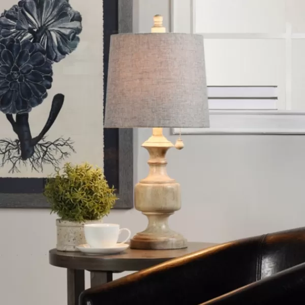 Table Lamps-Kirkland's Home Distressed Urn Resin Table Lamp Gray