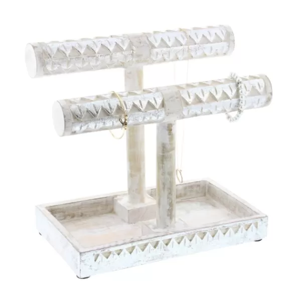 Decorative Accents-Kirkland's Home Distressed Wood Jewelry Stand Silver
