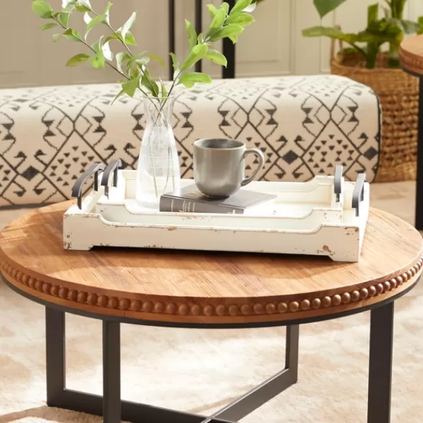 Decorative Trays-Kirkland's Home Distressed Wood Trays, Set Of 2 Ivory