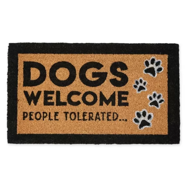 Doormats-Kirkland's Home Dogs Welcome People Tolerated Coir Doormat Tan/Black