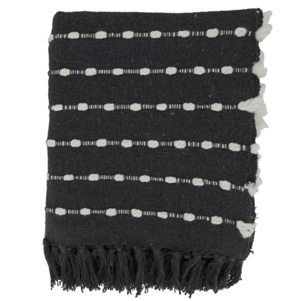 Blankets & Throws-Kirkland's Home Dotted Fringe Throw Blanket Black