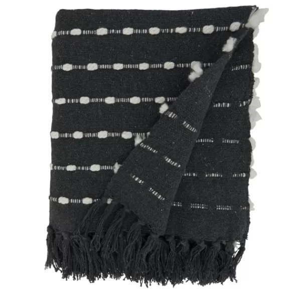 Blankets & Throws-Kirkland's Home Dotted Fringe Throw Blanket Black