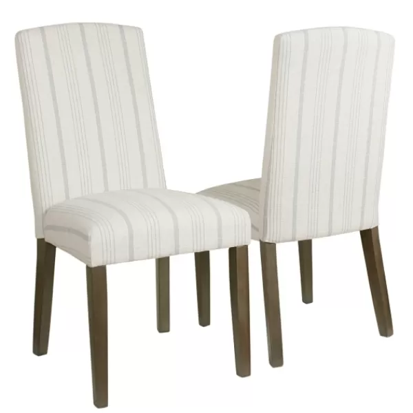 Dining Chairs-Kirkland's Home Dove Gray Stripe Parsons Chairs, Set Of 2 Gray/Ivory